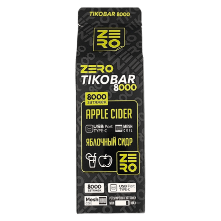 TIKOBAR Zero - Яблочный Сидр (Apple Cider, 8000 затяжек, без никотина)