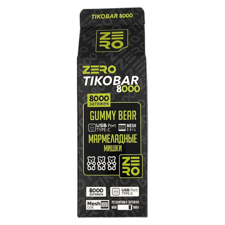 TIKOBAR Zero - Мармеладные Мишки (Gummy Bear, 8000 затяжек, без никотина)