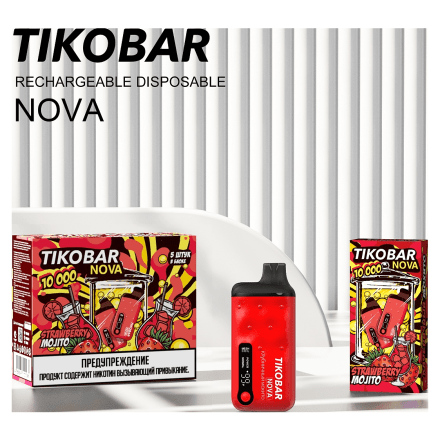 TIKOBAR Nova - Клубничный Мохито (Strawberry Mojito, 10000 затяжек)